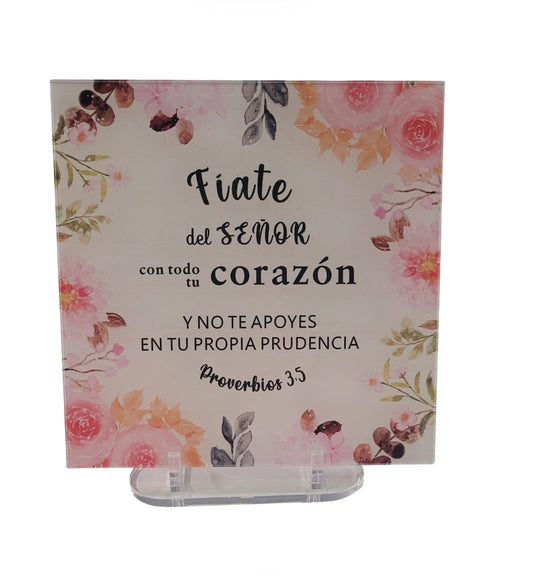 PLACA METACRILATO CUADRADA FLORAL PROV. 3:5